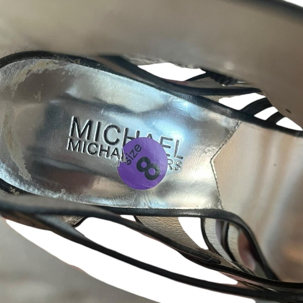 MICHAEL MICHAEL KORS Winston Black Leather Strappy Buckle Sandals Women’s Size 8 - Picture 9 of 9